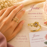 June Birth Flower Birthstone Ring