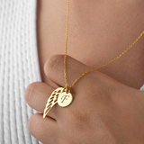 Personalized Initial Angel Wing Necklace