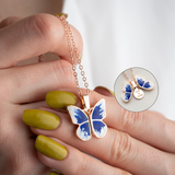 Secret Message Blue Butterfly Pendant
