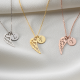 Personalized Initial Angel Wing Necklace