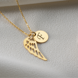 Personalized Initial Angel Wing Necklace