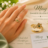May Birth Flower Birthstone Ring