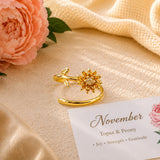 November Birth Flower Birthstone Ring