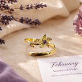 February Birth Flower Birthstone Ring