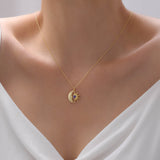 Sun and Moon Heart Birthstone Necklace