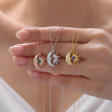 Sun and Moon Heart Birthstone Necklace