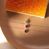 Baguette Solitaire Birthstone Necklace