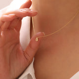 Tiny Square Stone Birthstone Necklace