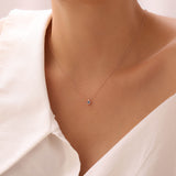 Tiny Square Stone Birthstone Necklace