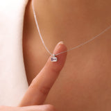 Tiny Rectangle Birthstone Necklace