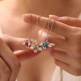 Double Bird Birthstone Necklace