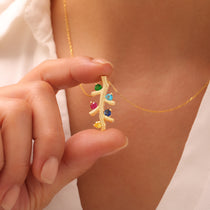 Family Tree Branch Birthstone Necklace