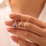Paw Print Birthstone Necklace