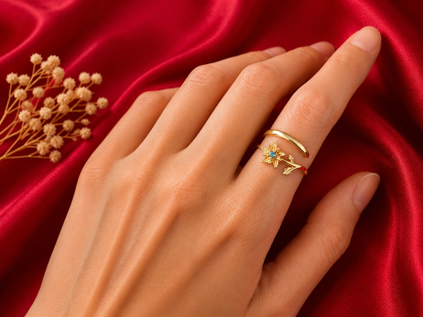 December Birth Flower Birthstone Ring