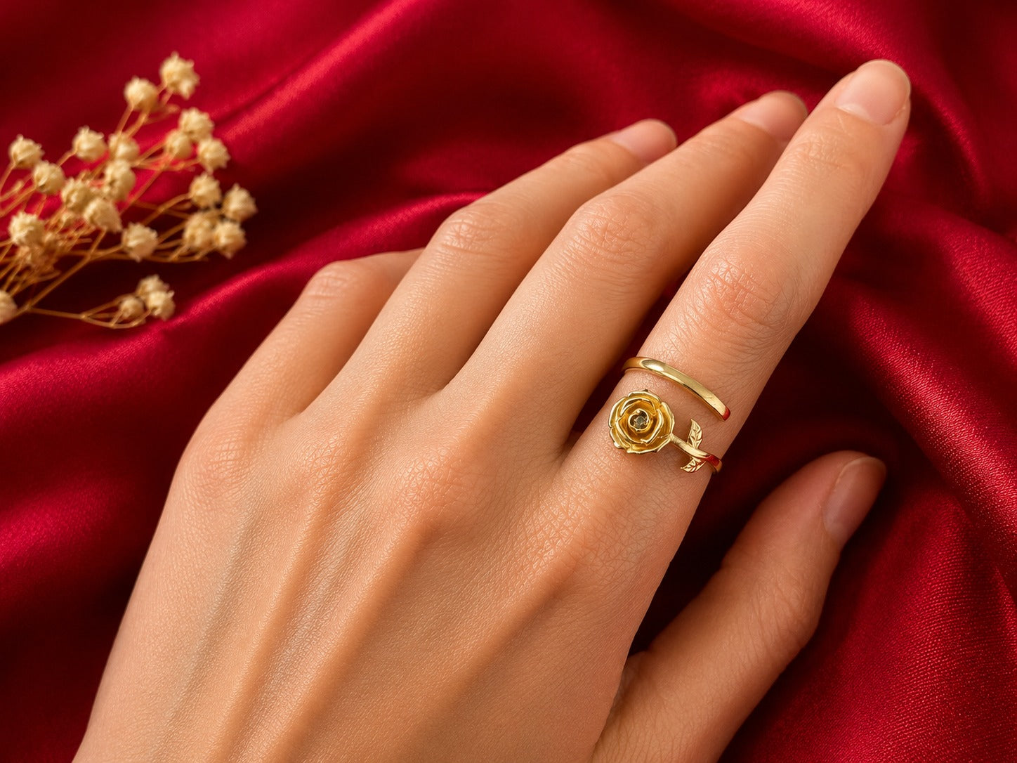 June Birth Flower Birthstone Ring