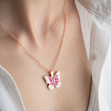 Secret Message Pink Butterfly Necklace