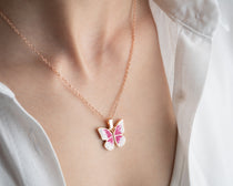 Secret Message Pink Butterfly Necklace