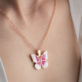 Secret Message Pink Butterfly Necklace