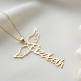 Angel Wing Vertical Name Necklace