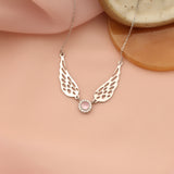 Winged Round Stone Birthstone Necklace