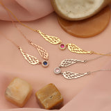 Winged Round Stone Birthstone Necklace