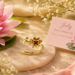 July Birth Flower Birthstone Ring