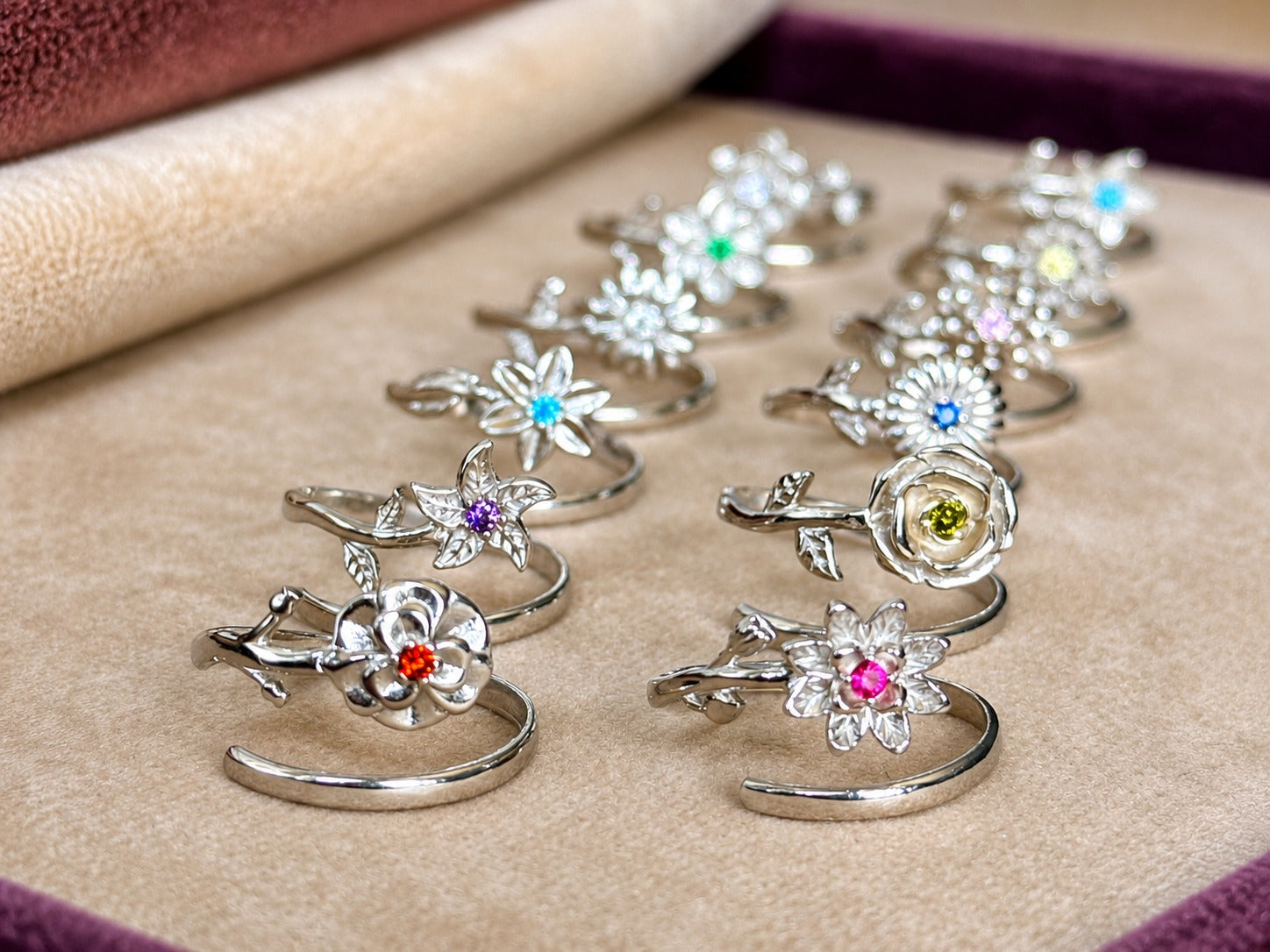 Birth Flower Birthstone Ring - All 12 Months
