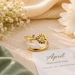 April Birth Flower Birthstone Ring