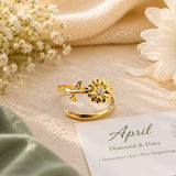 April Birth Flower Birthstone Ring