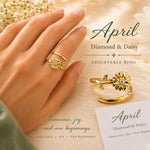 April Birth Flower Birthstone Ring