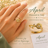 April Birth Flower Birthstone Ring