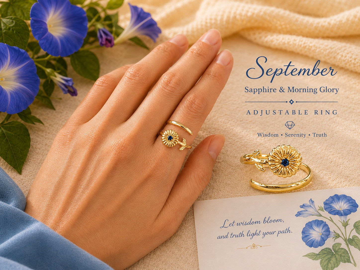September Birth Flower Birthstone Ring