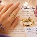 February Birth Flower Birthstone Ring