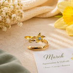 March Birth Flower Birthstone Ring