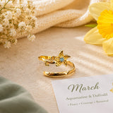 March Birth Flower Birthstone Ring
