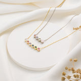 Minimalist Round Birthstone Bar Necklace