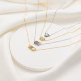 Custom Vertical Baguette Birthstone Necklace