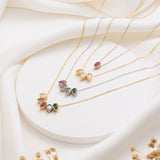 Teardrop Birthstone Cluster Necklace